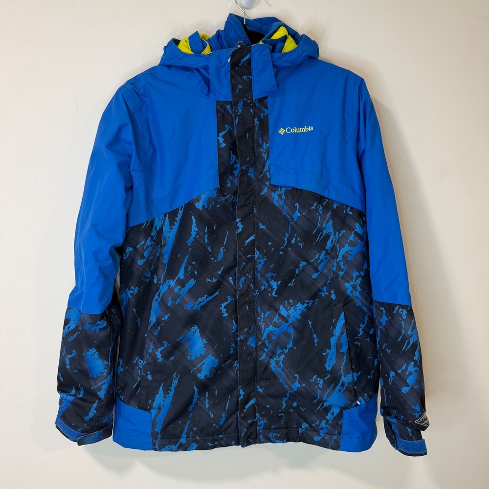 Columbia Boys Interchange Jacket XL Blue Black Marble Print Fleece 3-in-1